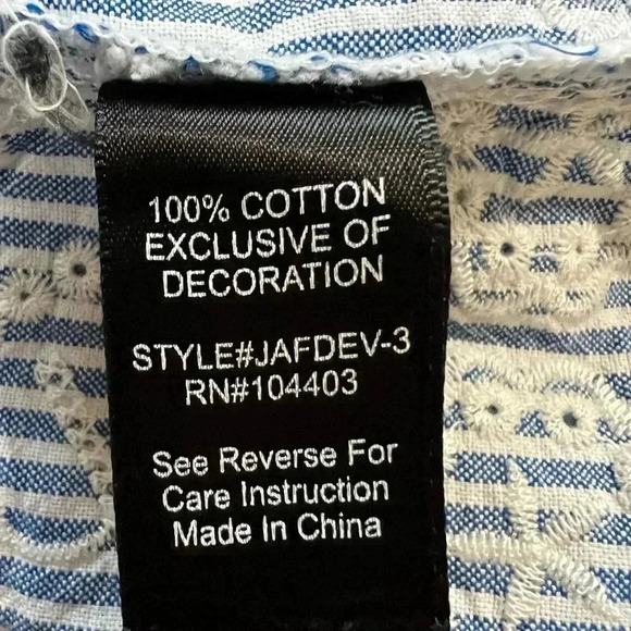 Altar’d State 100% Cotton Flutter Sleeve Blue and White Stripped Blouse Size L - Picture 4 of 5